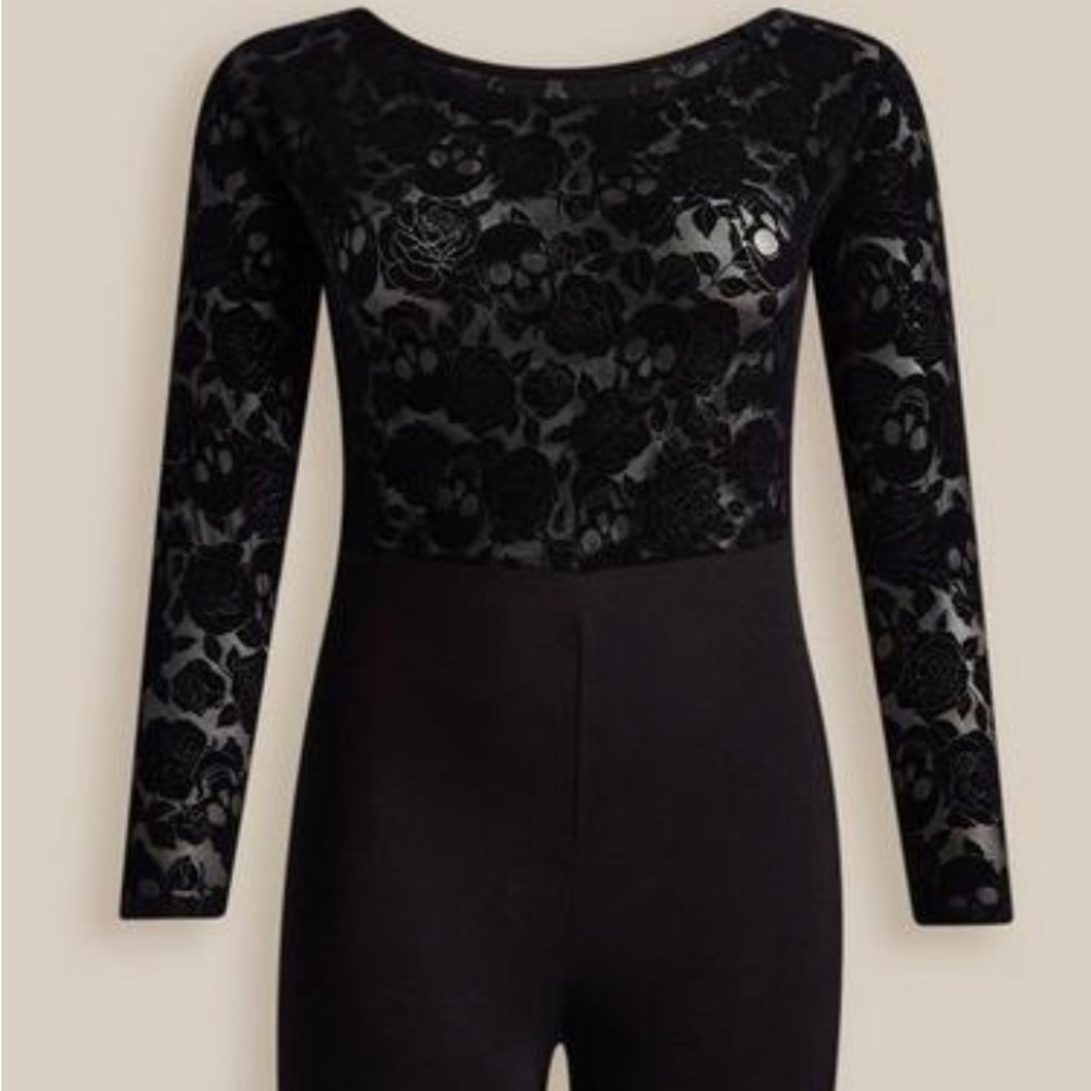 FuLL Length Flocked Floral Skull Catsuit